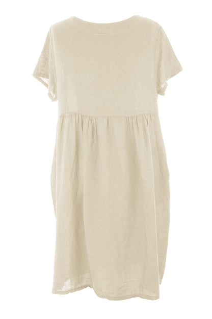 Short Sleeve 2 Pocket Linen Dress