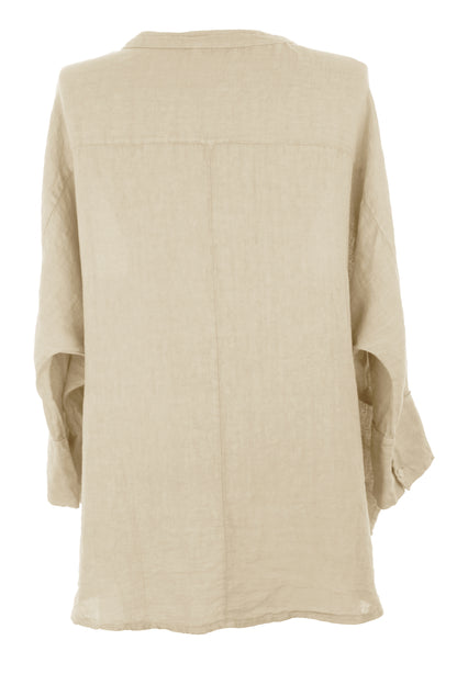 Collar V Neck Linen Top