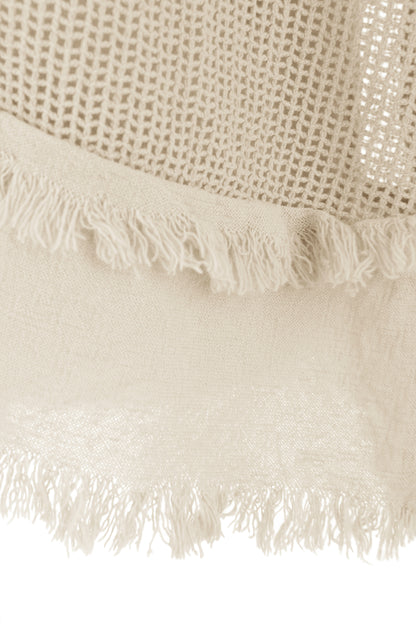 Frayed Trim Mesh Top with Vest