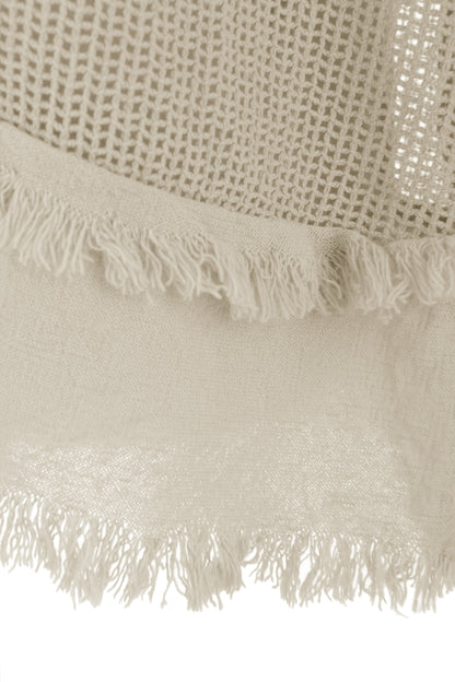 Frayed Trim Mesh Top with Vest