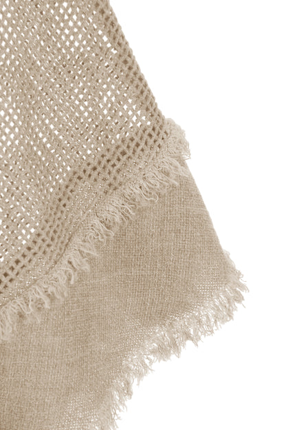 Frayed Trim Linen Mesh Top