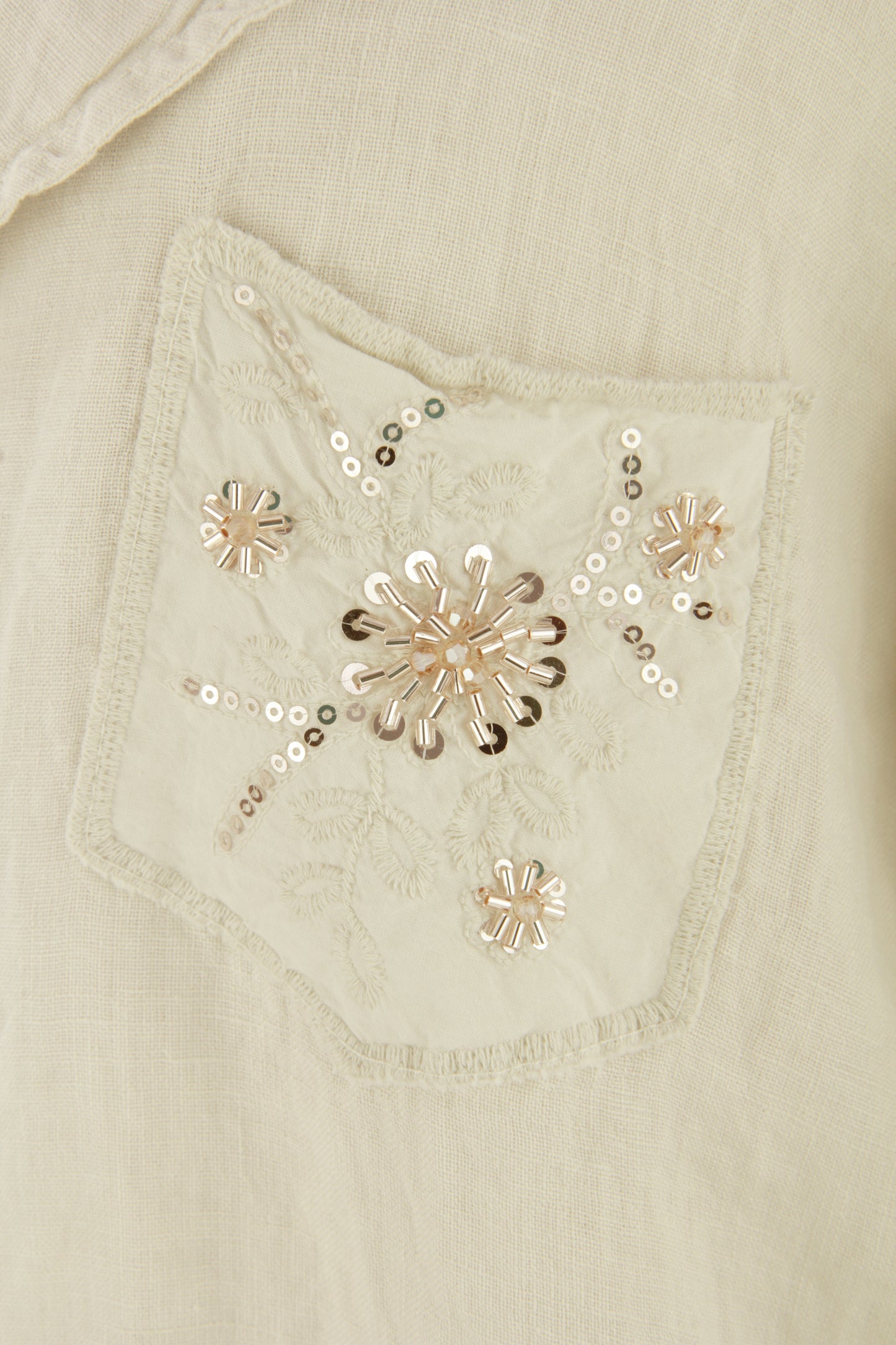 Beaded Pocket Linen Shirt