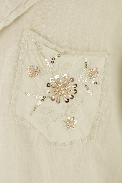 Beaded Pocket Linen Shirt