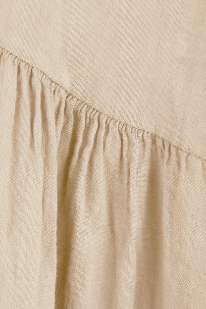 Pleat Panel Linen Dress