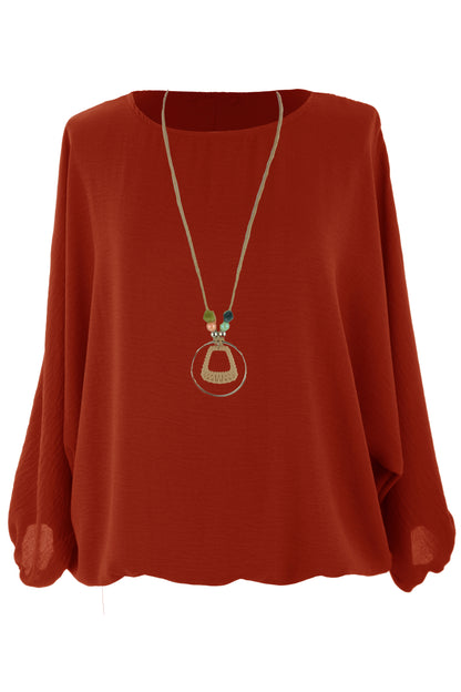Puffball Hem Necklace Top
