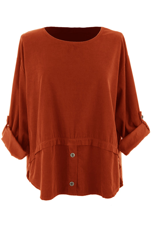 Button Detail Layer Corduroy Top