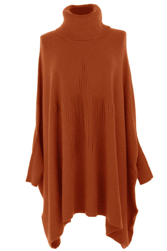 Polo Neck Ribbed Star Jumper