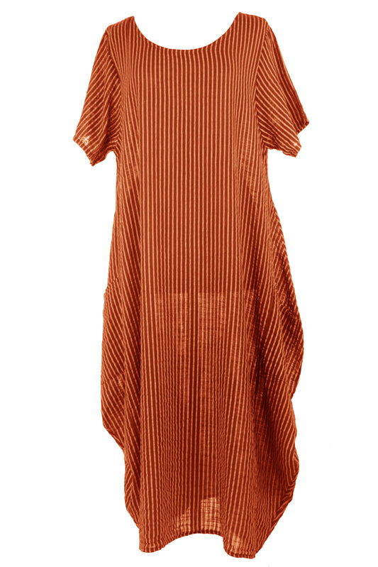 Stripe 2 Pocket Tulip Midi