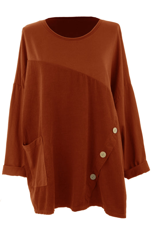 3 Button Detail Corduroy Top