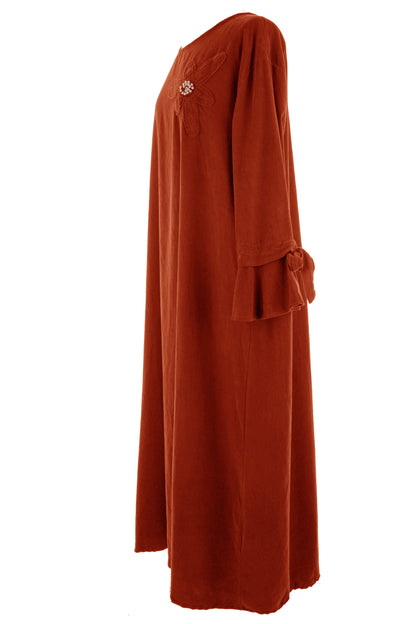 Flower Applique Corduroy Maxi