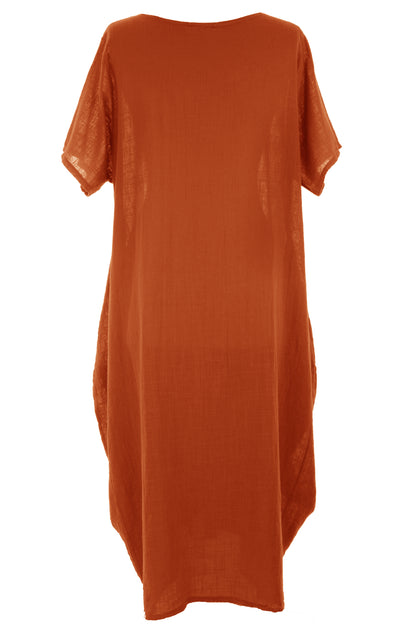 2 Pocket Cotton Tulip Midi Dress