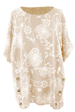 Load image into Gallery viewer, Dandelion Print Button Detail Top
