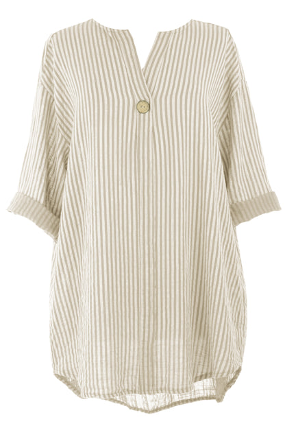 Stripe Button Detail Top