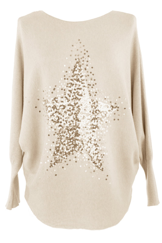 Sequin Star Ribbed Jumper