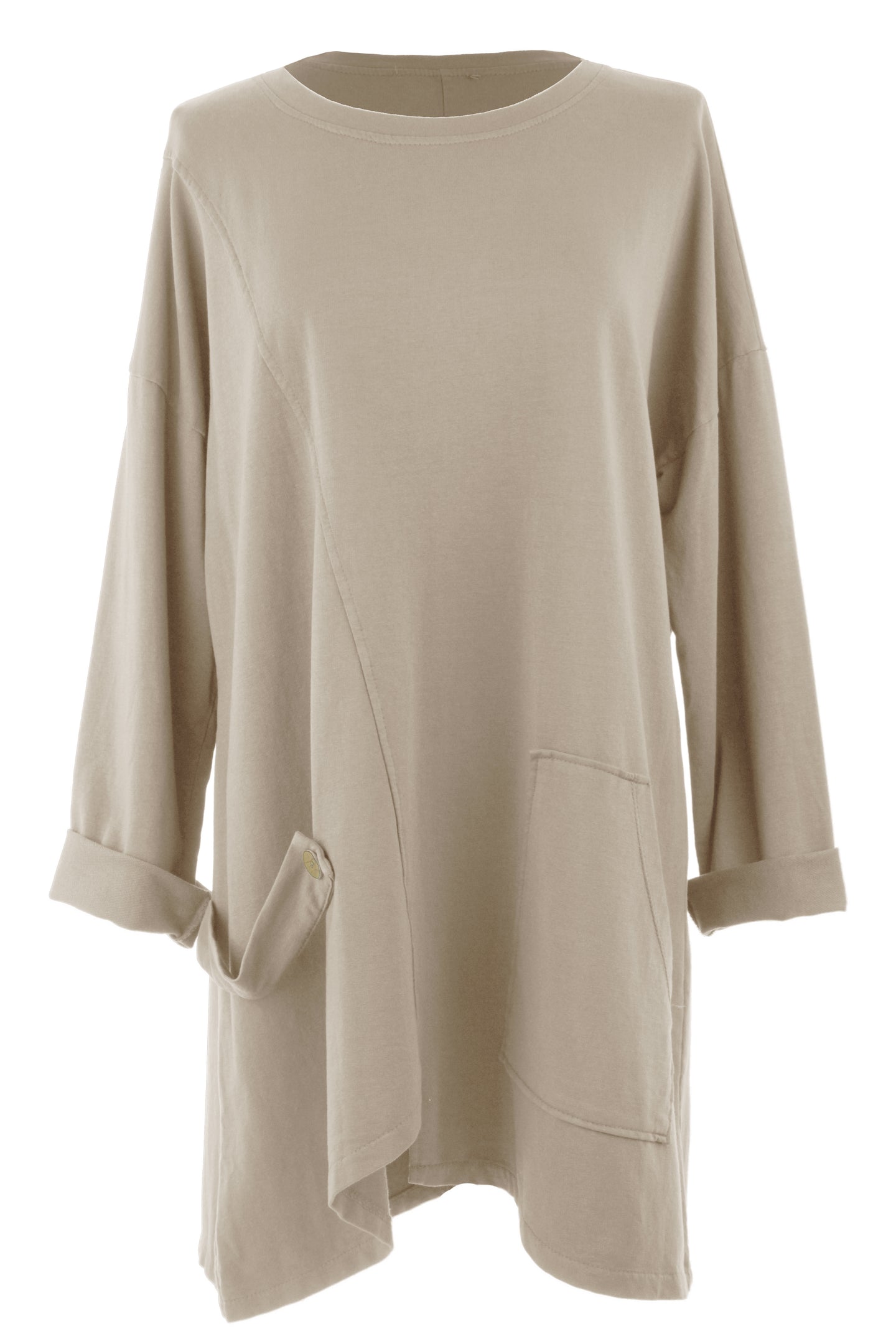 Tab Button Pocket Tunic Sweatshirt