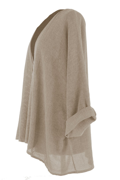 One Button Linen Cardigan