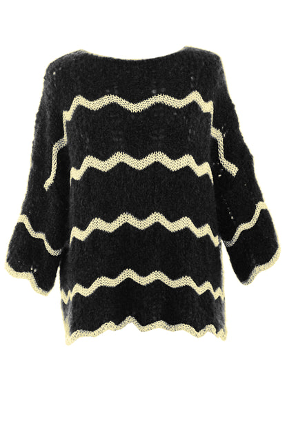 Lurex Scallop Eyelash Knit Jumper