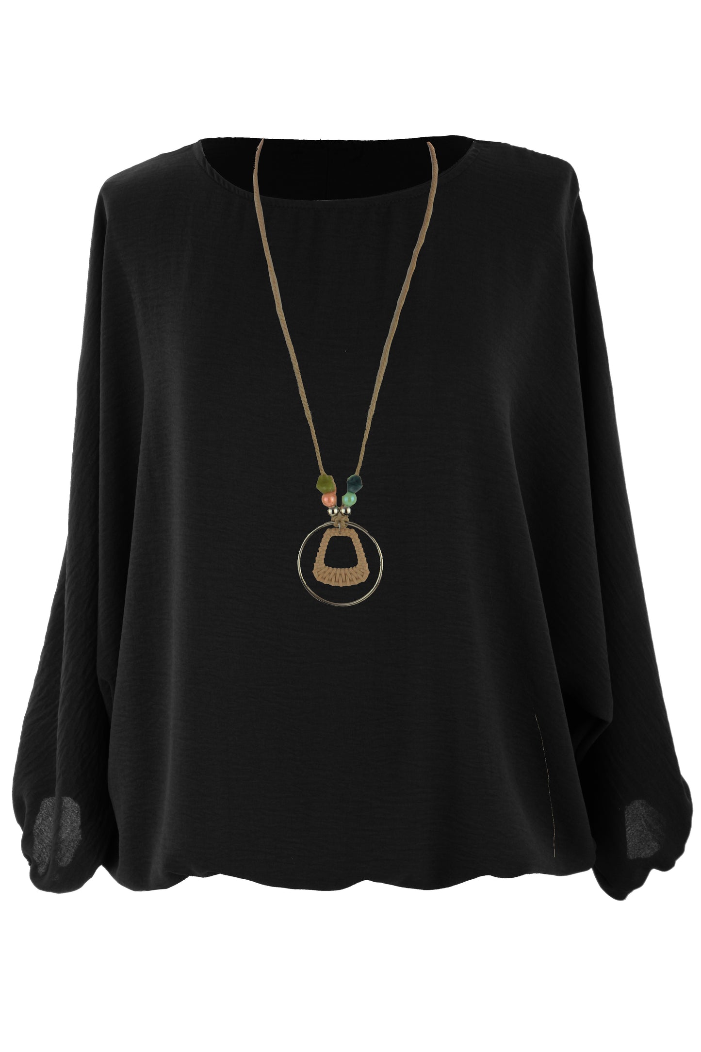 Puffball Hem Necklace Top