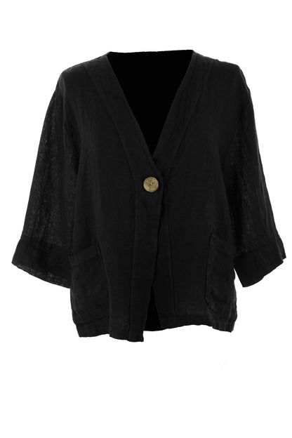 One Button Linen Jacket