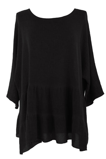 Tiered Hopsack Linen Top
