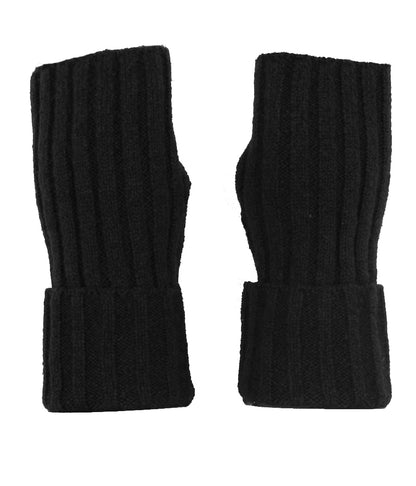 Fingerless Ribbed Knit Cashmere Gloves