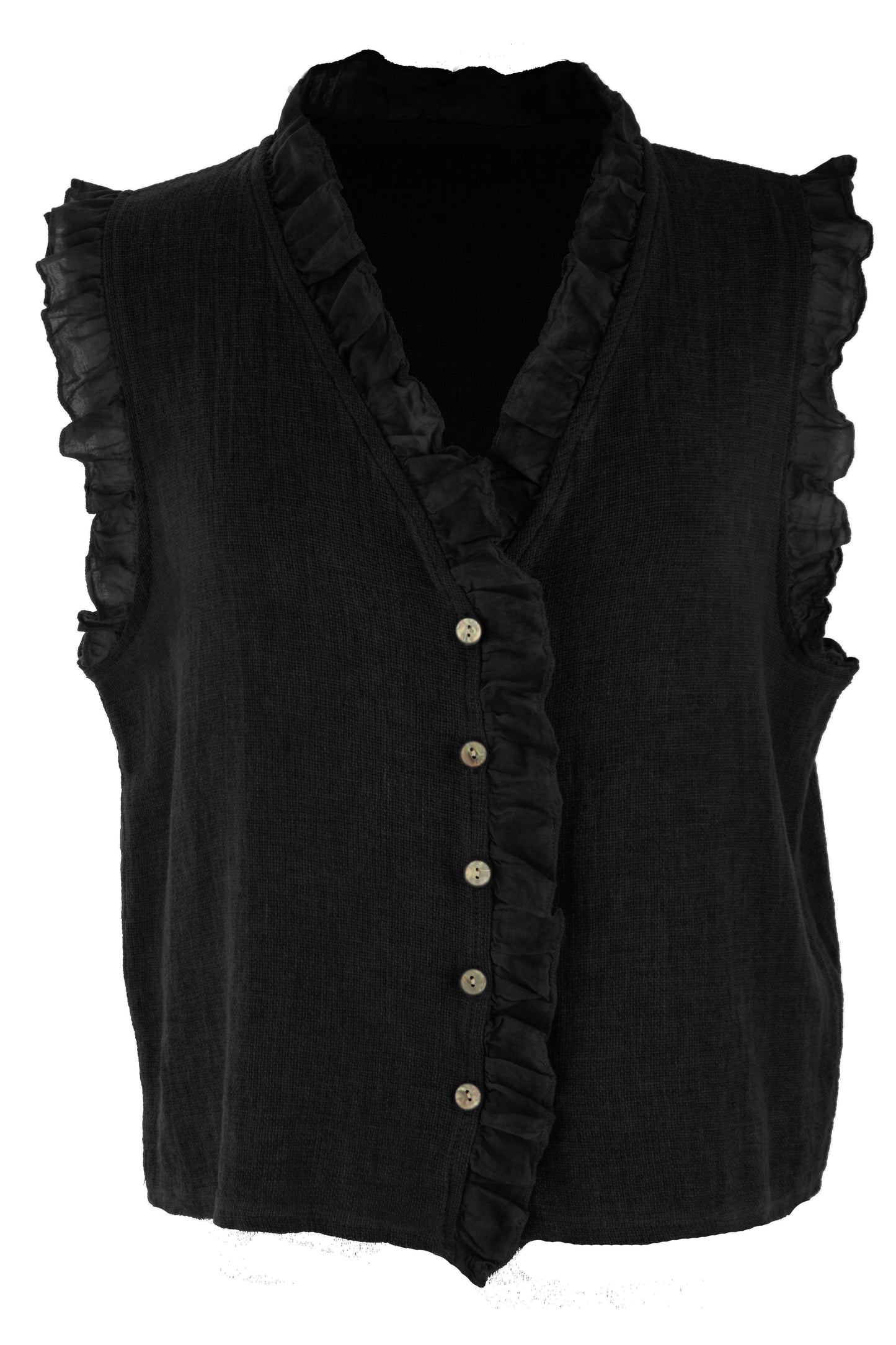 Sleeveless Frill Trim Teabag Top