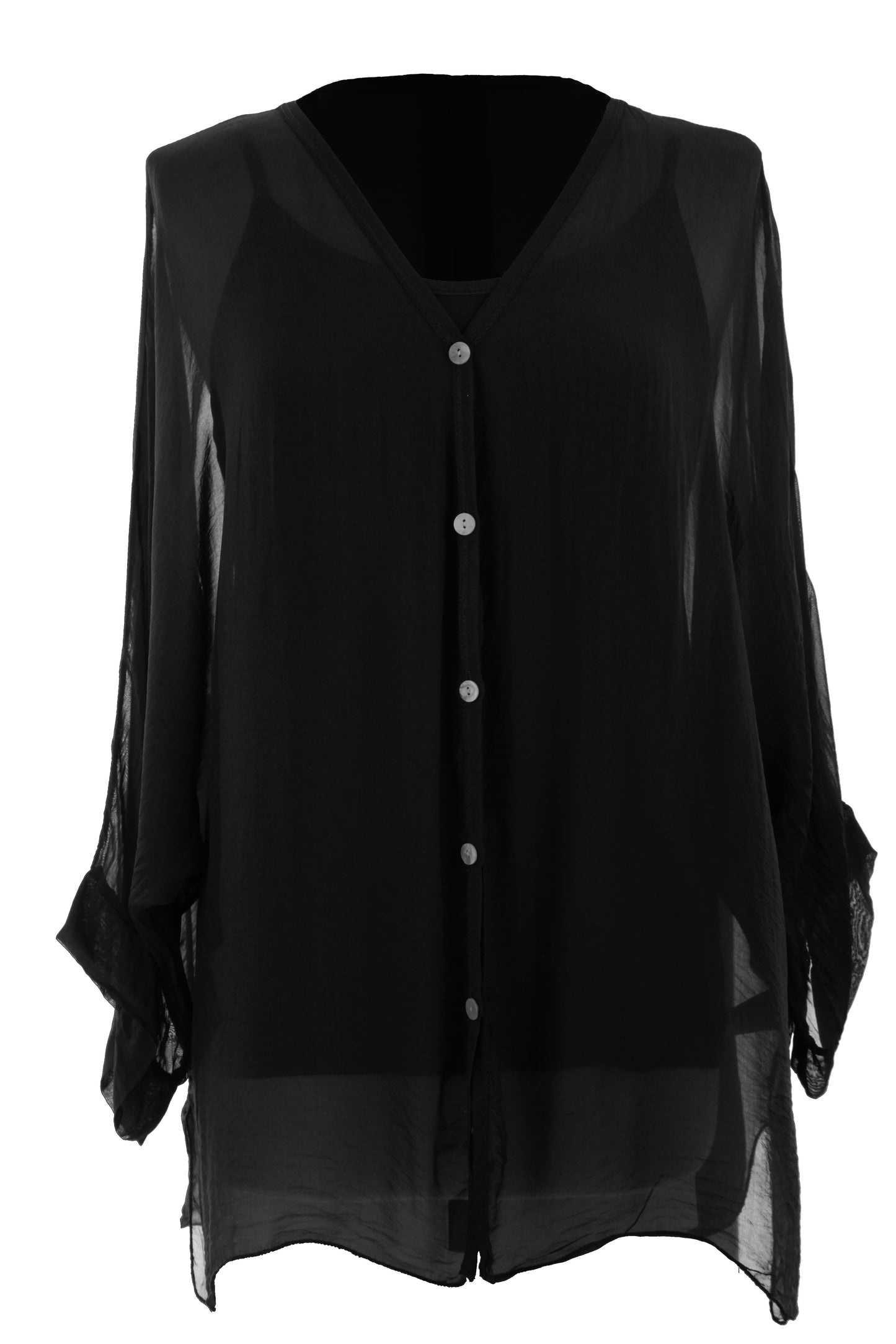 V Neck Silk Shirt with Vest