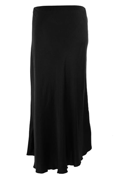 Bias Cut Silk Satin Midi Skirt