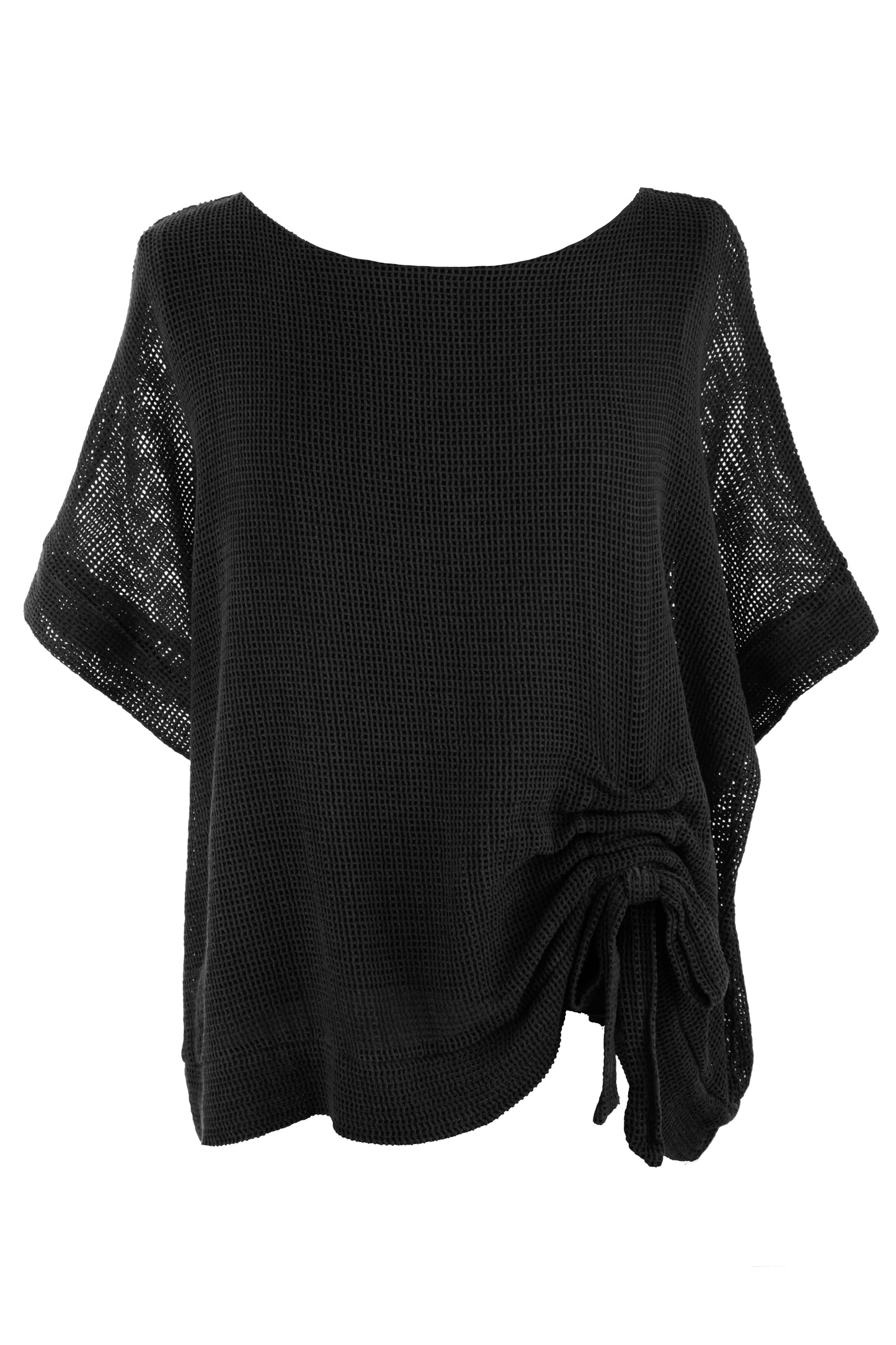 Tie Ruched Detail Mesh Top