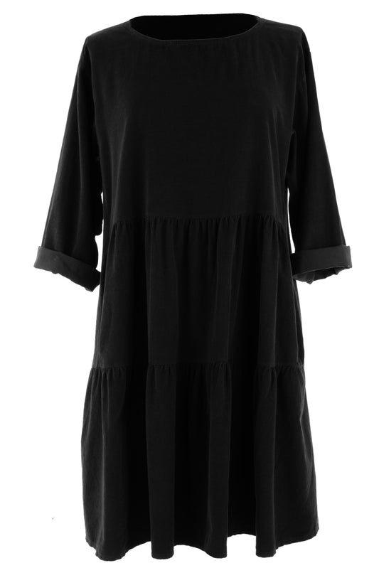 Tiered Swing Corduroy Dress