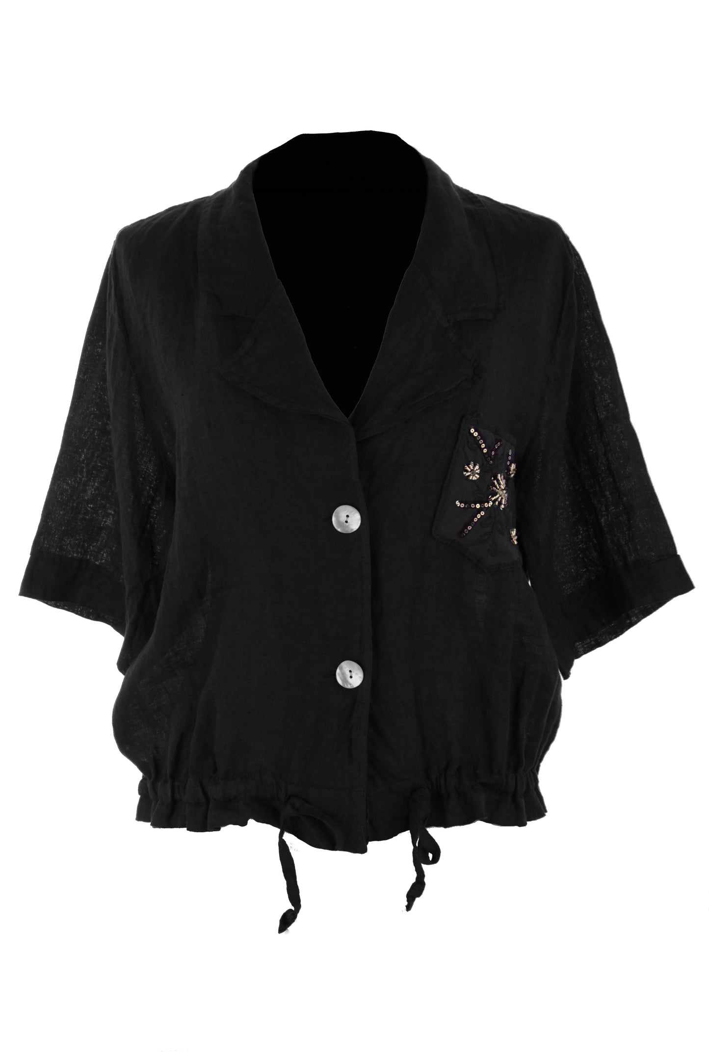 Beaded Pocket Linen Shirt