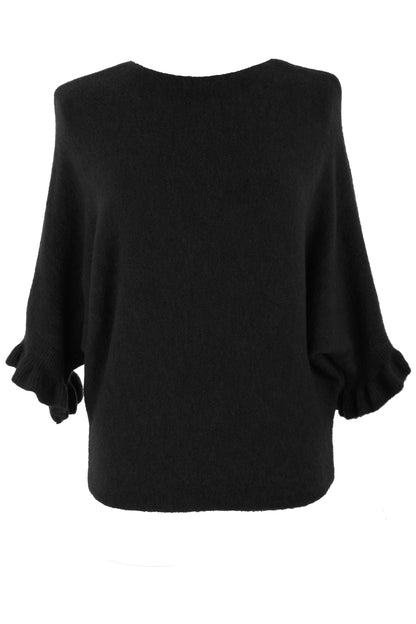 Frill Batwing Soft Knit Wool Jumper