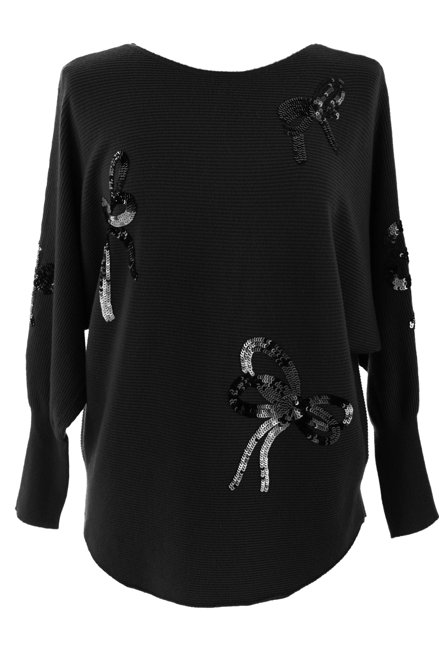 Sequin Bows Ribbed Knit Jumper