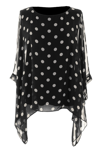 Polka Dot Flowy Silk Top