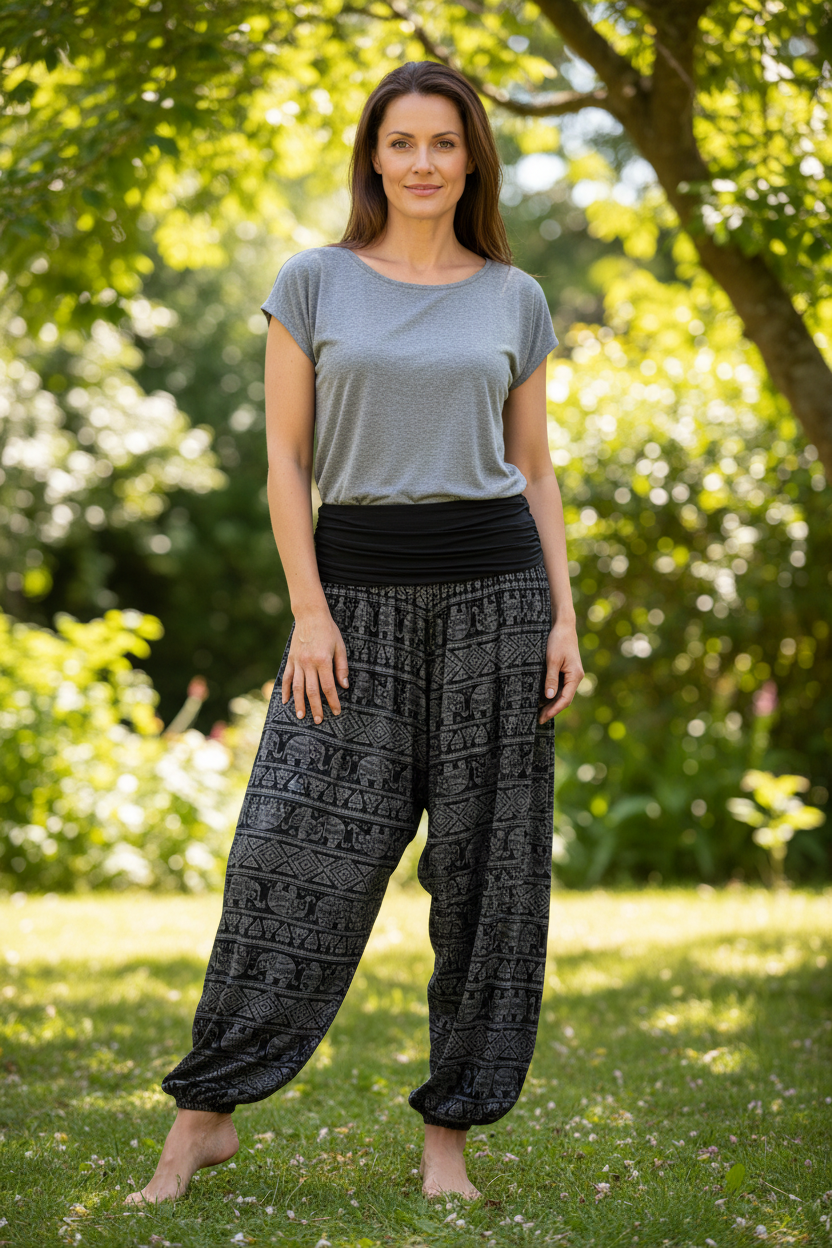 Elephant Print Harem Trouser