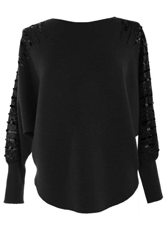 Sequin Sleeve Ribbed Jumper