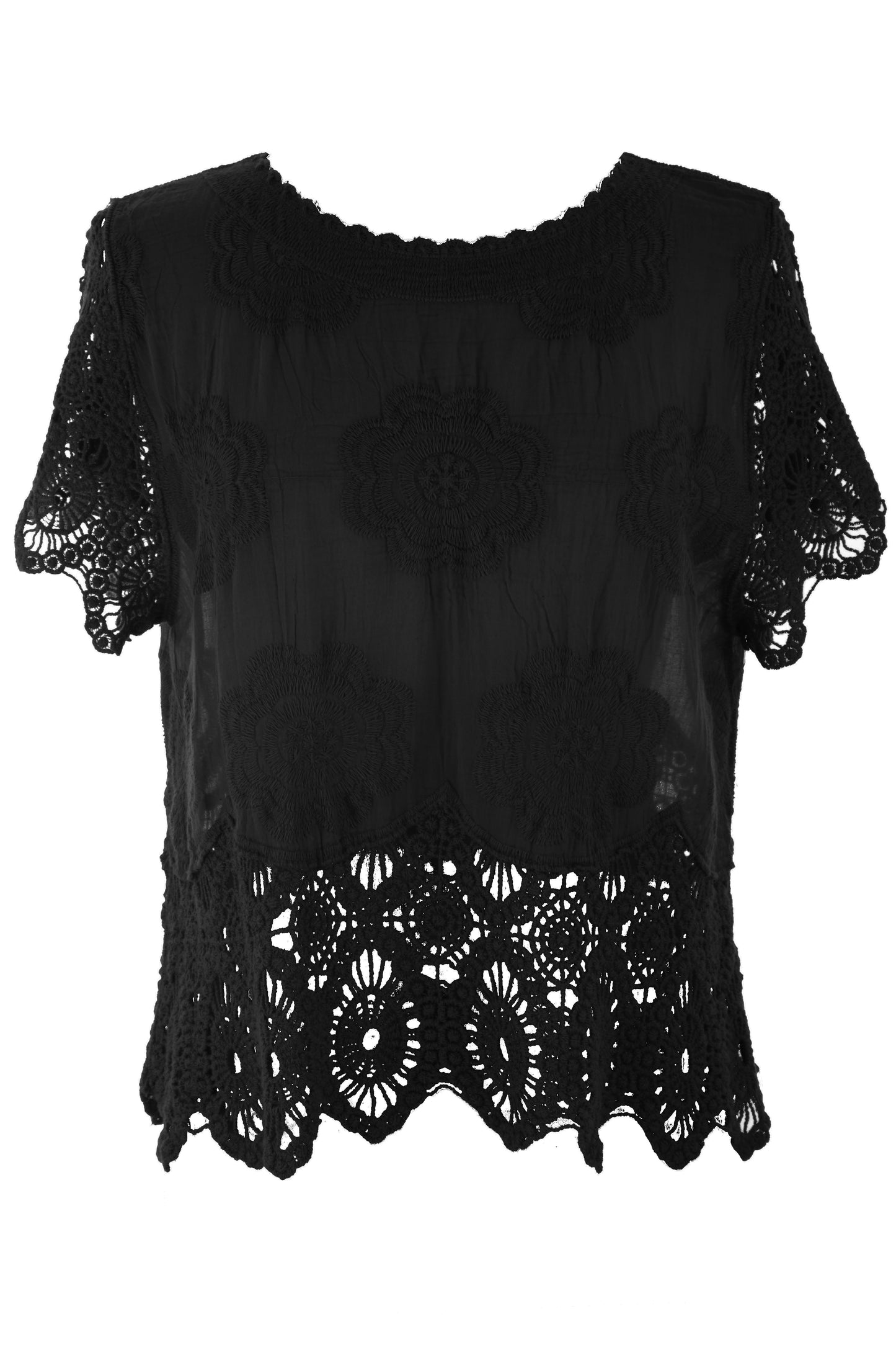 Crochet Trim Cotton Top