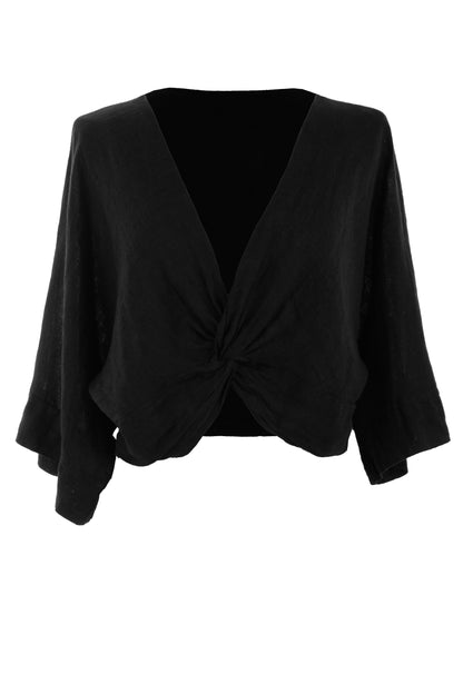 Twist Front Linen Crop Top