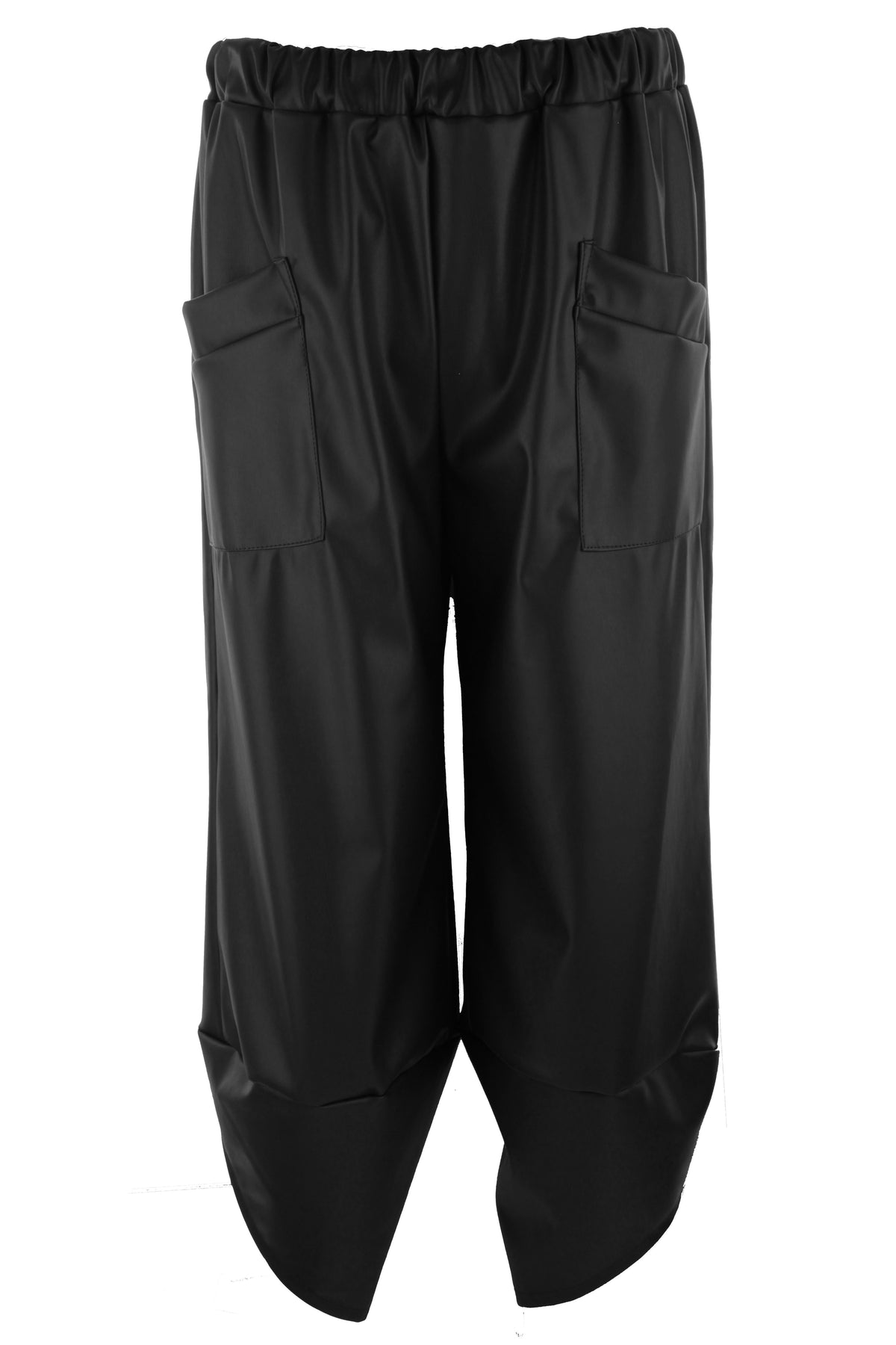 2 Pocket Tulip Ankle Barrel Leg PU Trouser