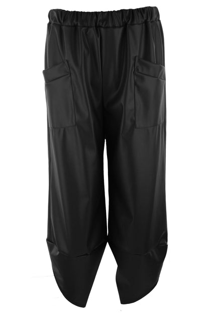 2 Pocket Tulip Ankle Barrel Leg PU Trouser