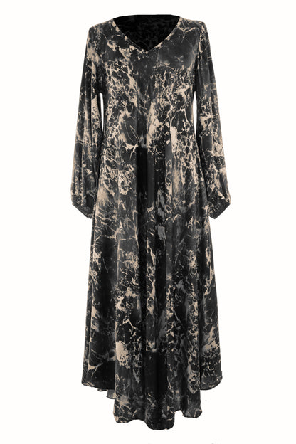 Splash Print Silk Satin Midi