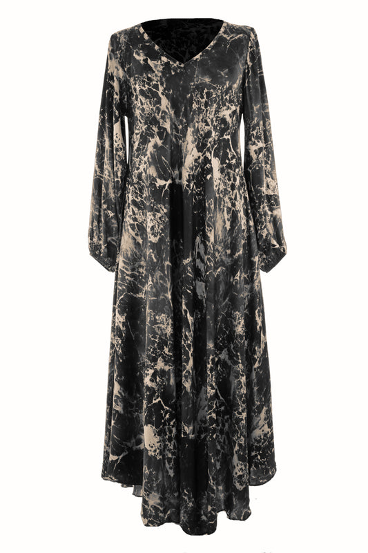 Splash Print Silk Satin Midi