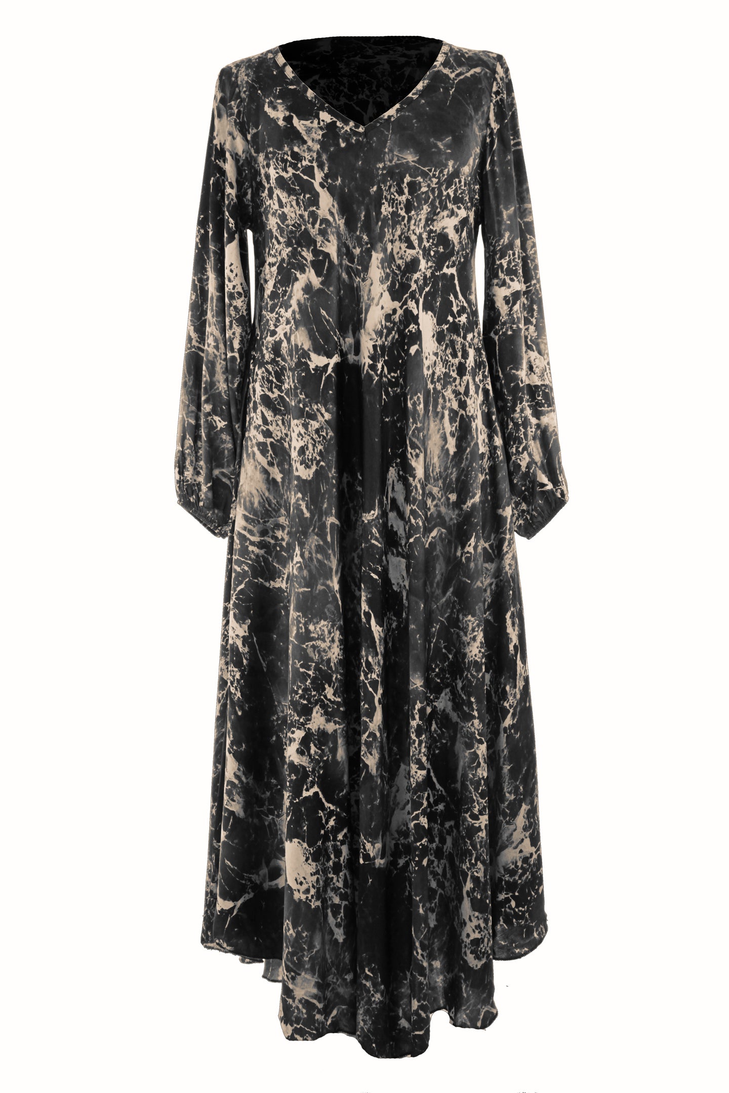 Splash Print Silk Satin Midi