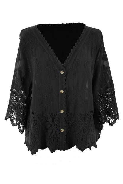 Crochet Trim Cotton Shirt