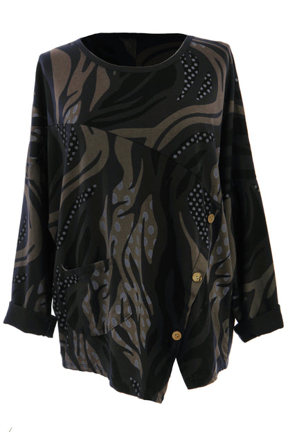 3 Button Printed Top