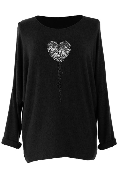 Sequin Heart Soft Knit Jumper
