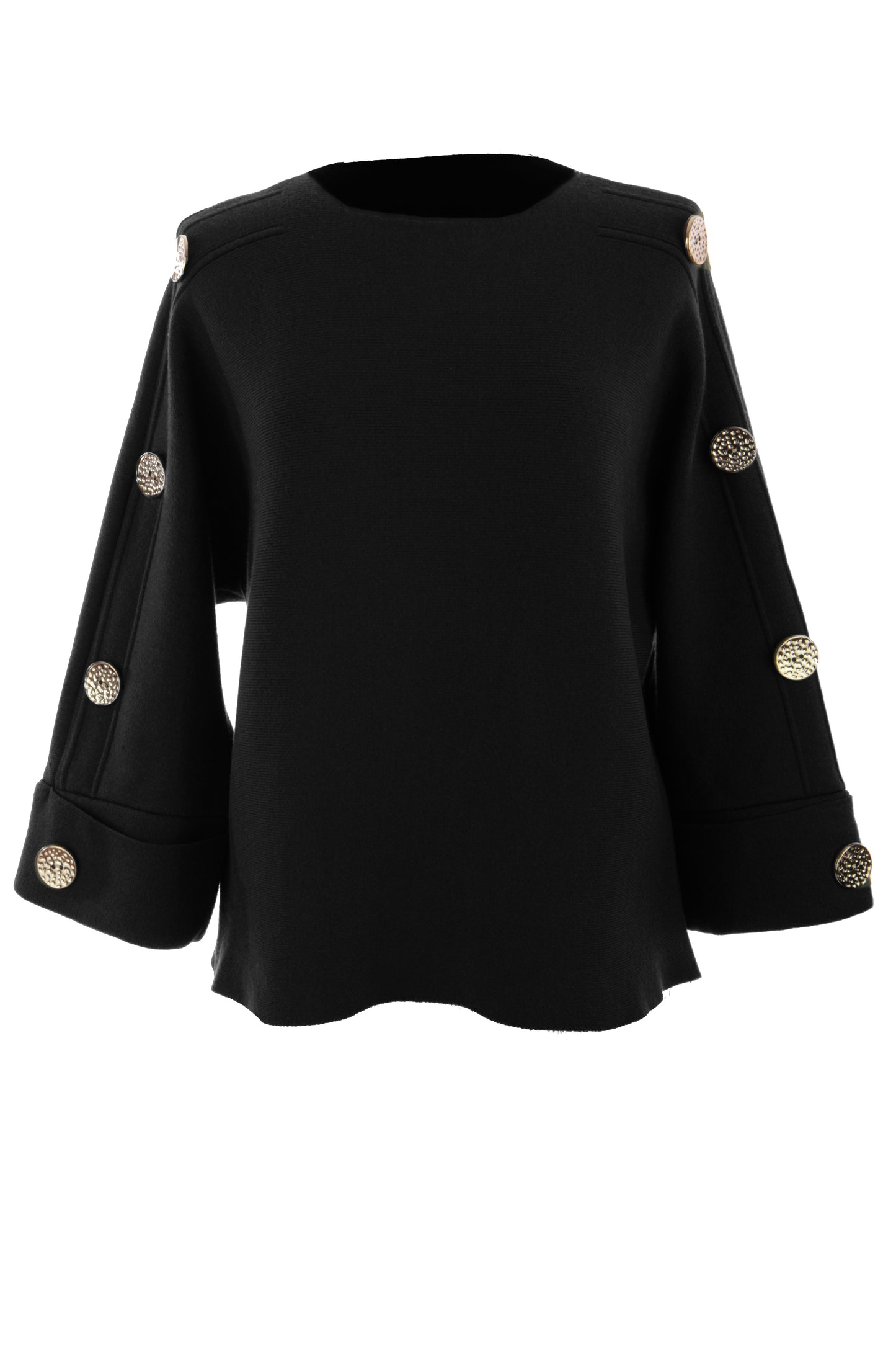 Button Detail 3/4 Sleeve Heavy Knit Jumper