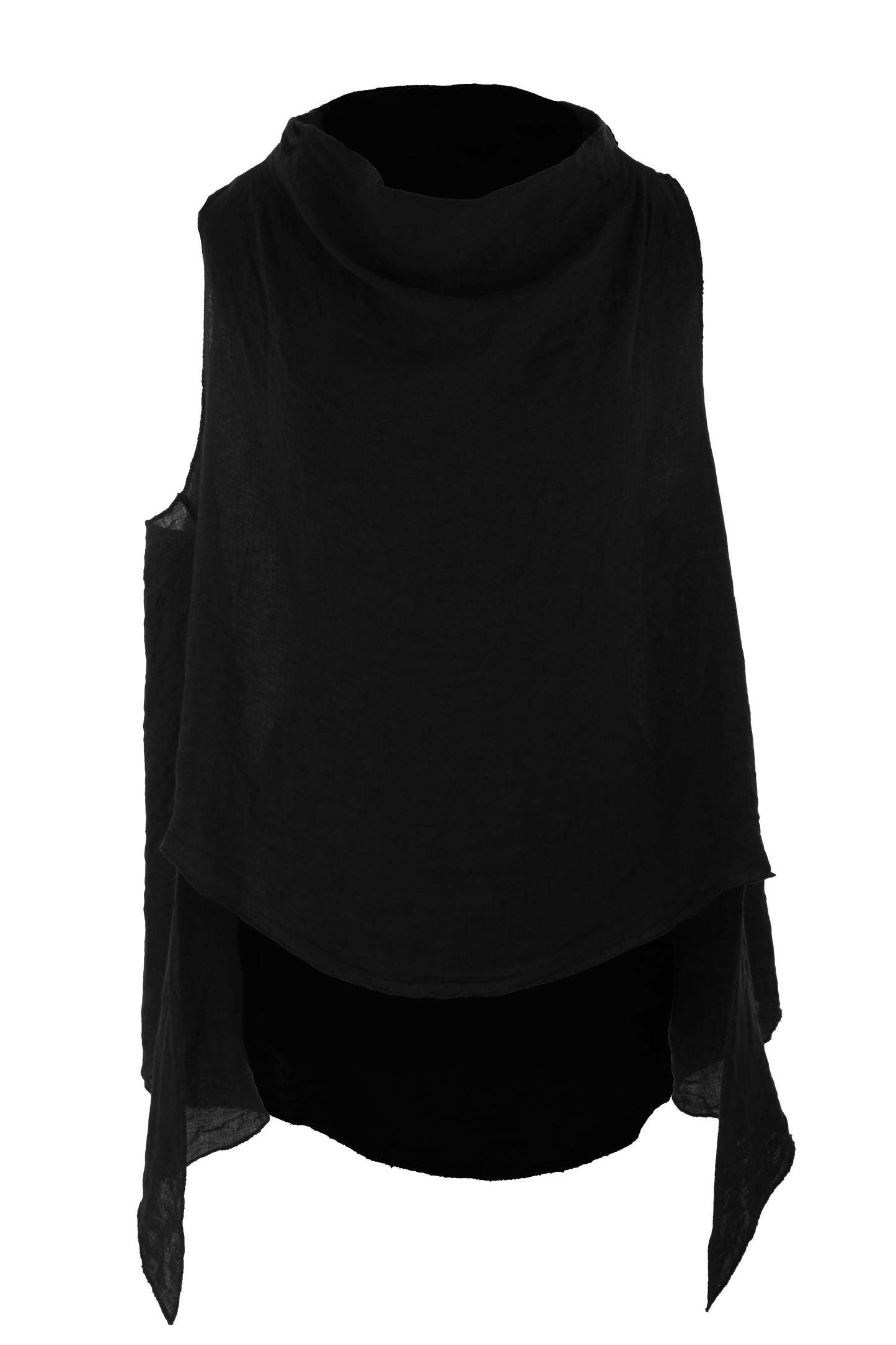 Sleeveless Cowl Neck Linen Top