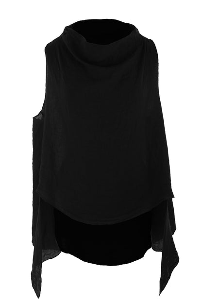 Sleeveless Cowl Neck Linen Top