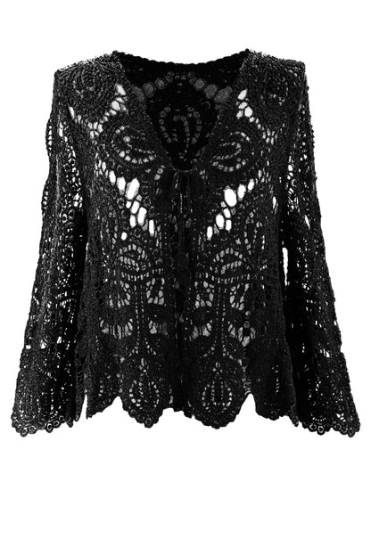 Tie Front Crochet Cardigan